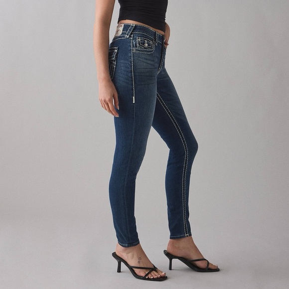 True Religion Jennie curvy High Rise Mr T Flap Skinny Jeans Sz 29 - Picture 5 of 10
